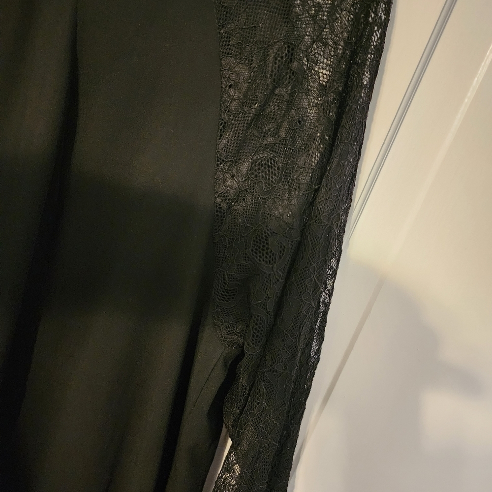 Elegant Black Chiffon Lace Accebts Black Party Dress. Classic. Flattering. 14 - Picture 6 of 11